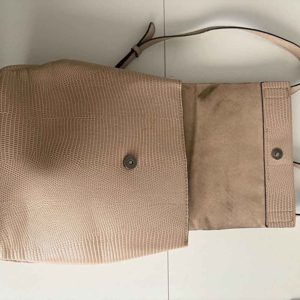 Taupe Lizard Embossed Backpack‎ Purse Minimal Neutral
